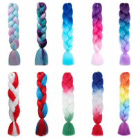 24Inch Synthetic Ombre Rainbow Mixed Colors Long Straight Box Jumbo Braids Hairpiece Crochet Hair for Women