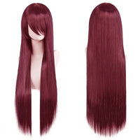 80cm Long Synthetic White Purple Cosplay Wigs Green Hair Straight Silver Wig Pink Hairpiece Lolita Wig with Bangs