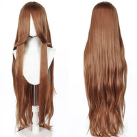 100cm Long Straight Synthetic Wig with Bangs – Pink Purple Cosplay Wig for Women