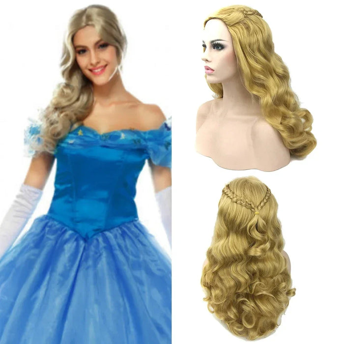 Soowee Synthetic Hair Yellow Cinderella Cartoon Characters Cosplay Wig Party Costume Wigs for Halloween & Christmas