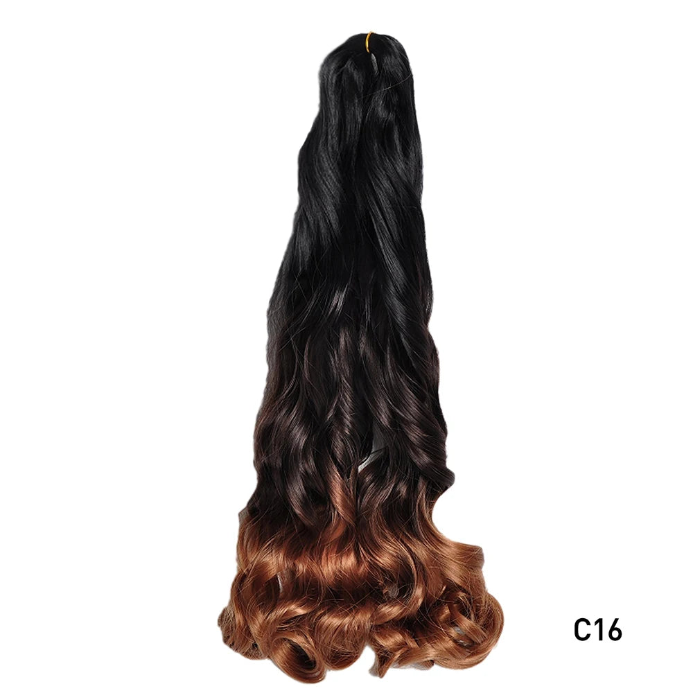 1B/Pink 24" Synthetic French Curly Braiding Hair Pre Stretched Loose Wavy Spiral Curl Crochet Braids Hair Extensions for Women