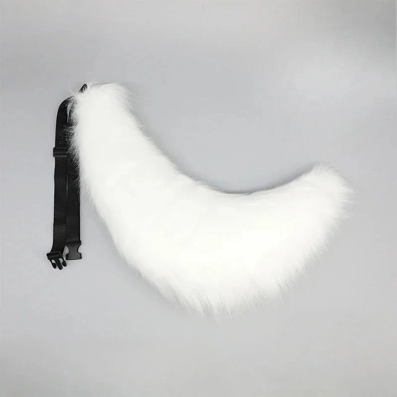 Plush Cosplay Tail – Soft Faux Fur Animal Tail with Adjustable Belt for Adults