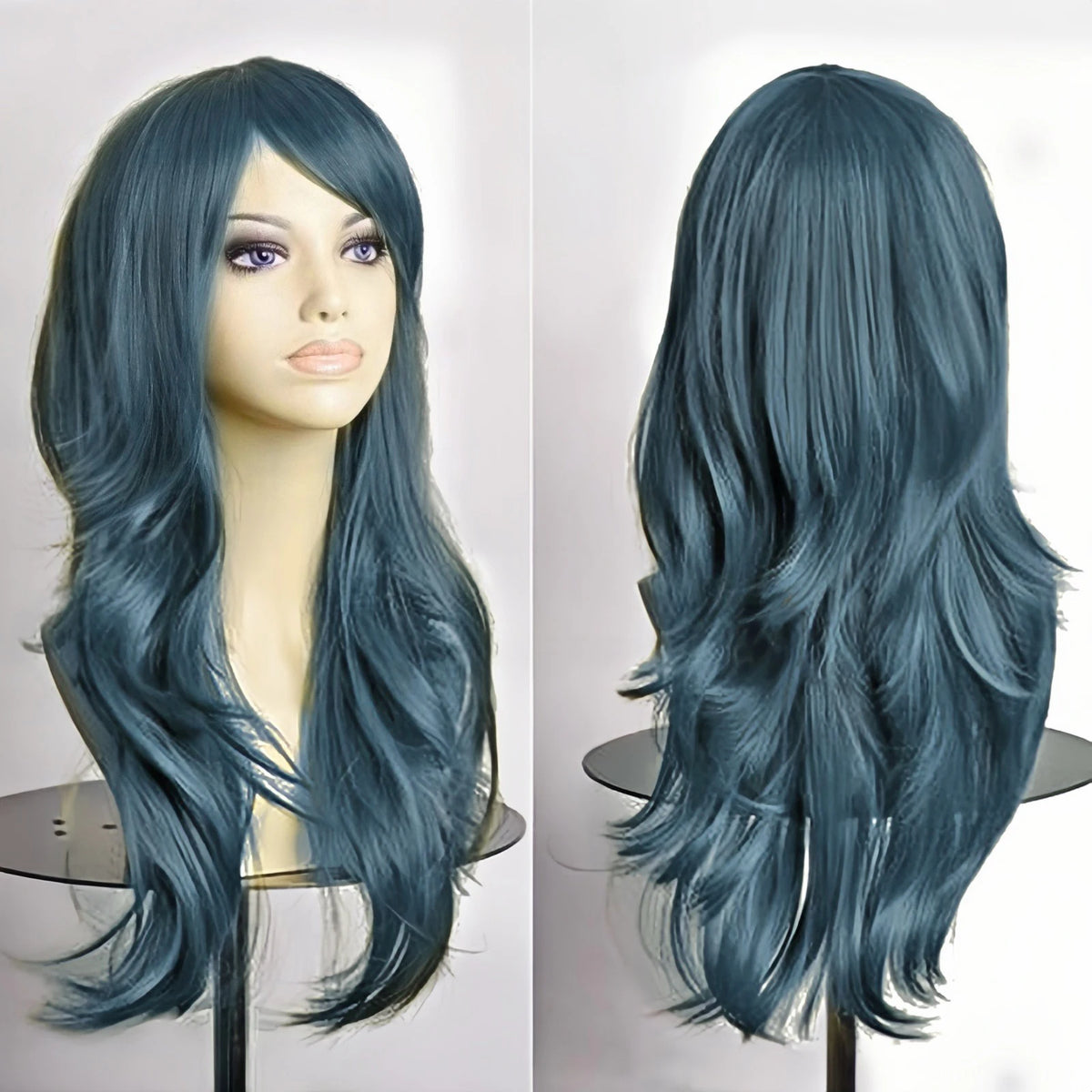 Soowee 70cm Long Synthetic Wigs Pink Purple Cosplay Wig Wavy Halloween Costume Hair Fake Hairpieces for Women