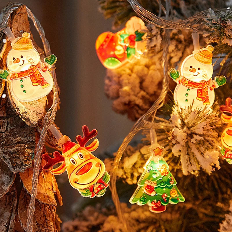 LED String Lights Christmas Snowman Christmas Tree Santa Claus Curtain Lights Christmas Party Birthday Acrylic String Lights