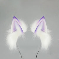 2025 New Handmade Colorful Gradient Cat Ears Headband Adjustable Belt Fox Tail Halloween Cosplay Animal Wolf Props