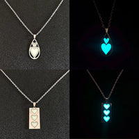 Glow In The Dark Necklace for Men Stainless Steel Punk Necklaces Luminous Butterfly Heart Pendant Party Jewelry Gift for Women