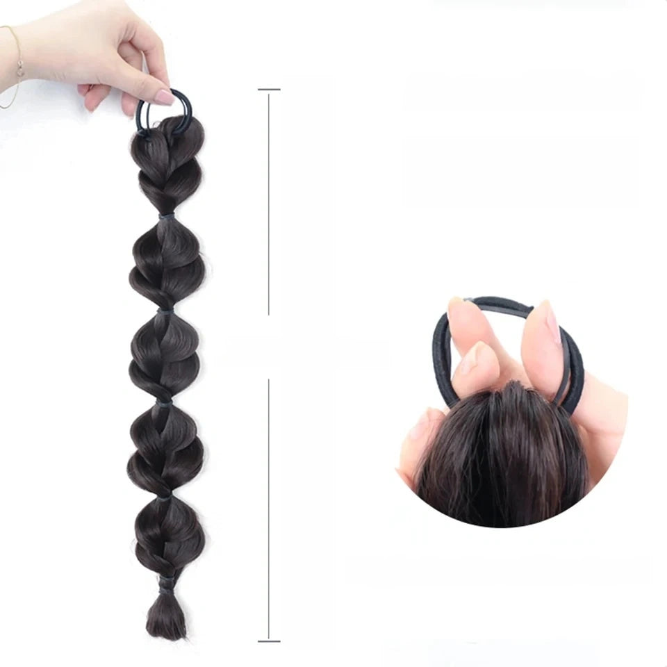 Bubble-Twist High Elastic Ponytail Wig – Synthetic Lantern Braid Hairpiece for Women (Multiple Colours)