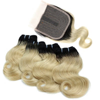 Ombre Body Wave Human Hair Bundles with Closure