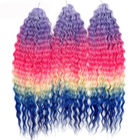 24 Inch Water Wave Crochet Braiding Hair Pink Blonde Synthetic Hair Extensions for Black Women