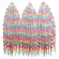 24 Inch Water Wave Crochet Braiding Hair Pink Blonde Synthetic Hair Extensions for Black Women