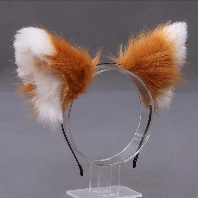 Furry Animal Cat Fox Ear Hair Hoops Party Cosplay Fur Hairband Girls Fashion Halloween Anime Headbands Headwear Hair Accessories