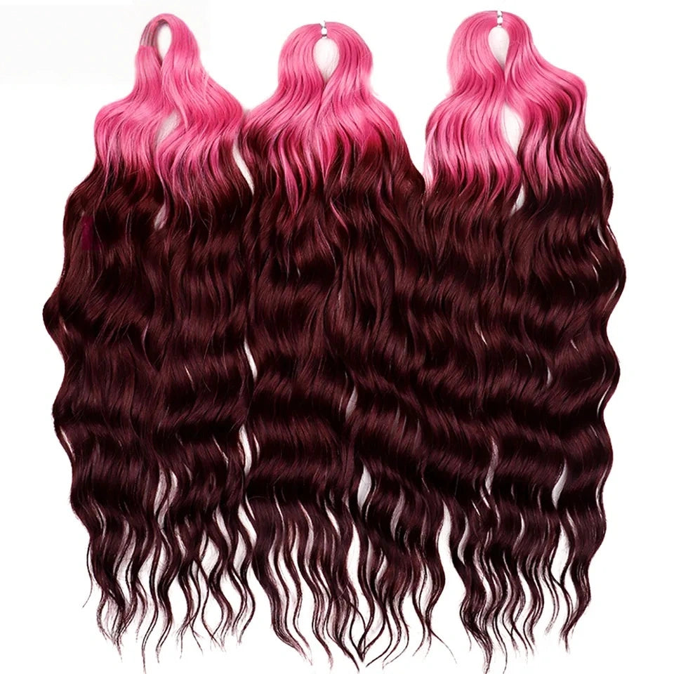 Water Wave Ombre Blonde Braiding Hair Extensions – Deep Wave Afro Curl Crochet for Women