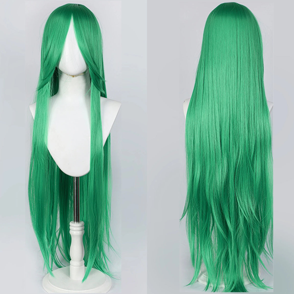 100cm Long Straight Synthetic Wig with Bangs – Pink Purple Cosplay Wig for Women