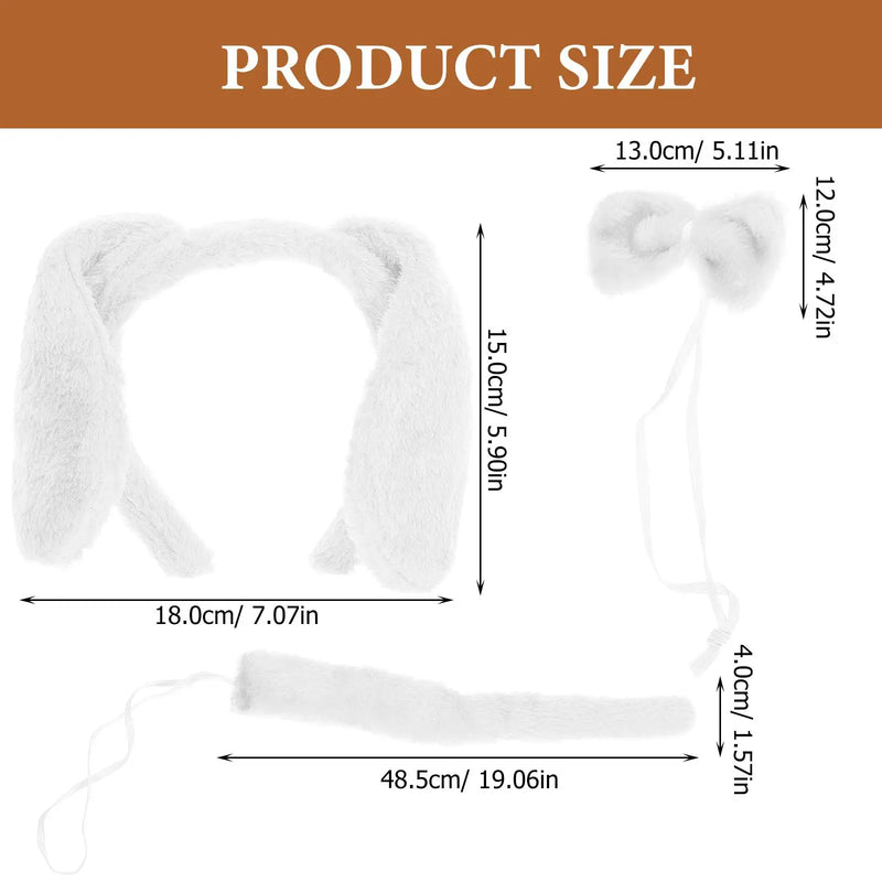 Costumes Cosplay Tail Tails Set Plush Bow Tie Dog Ears Headband Animal Headbands for Kids Fabric Child Decorative