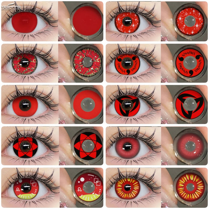 Red Cosplay Color Contact Lenses  Anime Eye Lens 1Pair Red Lenses Contact Lenses Cosmetic Color Lens