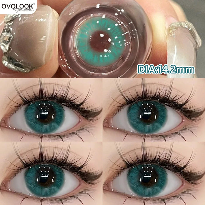 OVOLOOK-2pcs Green Cosplay Series Colored Contact Lenses for Eyes Myopia Cosmetics Pupils Eye Color Lens With Prescription Lens