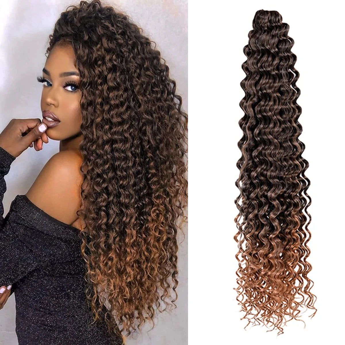 Long Deep Wave Braiding Hair 28 Inch Ocean Wave Crochet Hair Synthetic Deep Curly Crochet Hair Extensions For Black Women