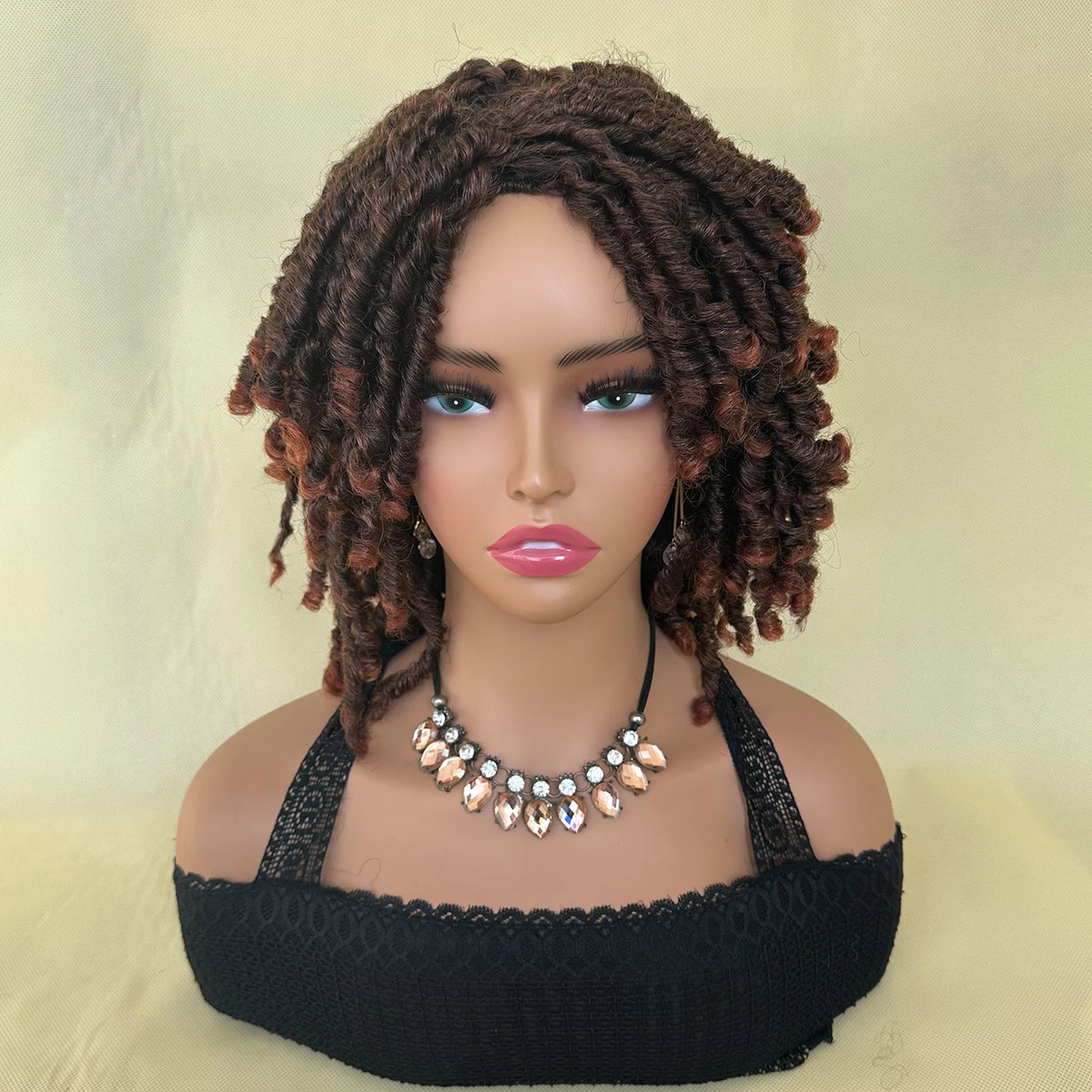 Locs Afro Bob Braided Wig Synthetic Faux Locs Crochet Twist Braiding Wig Versatile Dreadlocks Style Short Wigs For Women