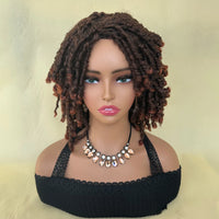 Locs Afro Bob Braided Wig Synthetic Faux Locs Crochet Twist Braiding Wig Versatile Dreadlocks Style Short Wigs For Women