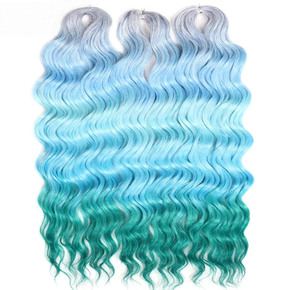 Water Wave Ombre Blonde Braiding Hair Extensions – Deep Wave Afro Curl Crochet for Women