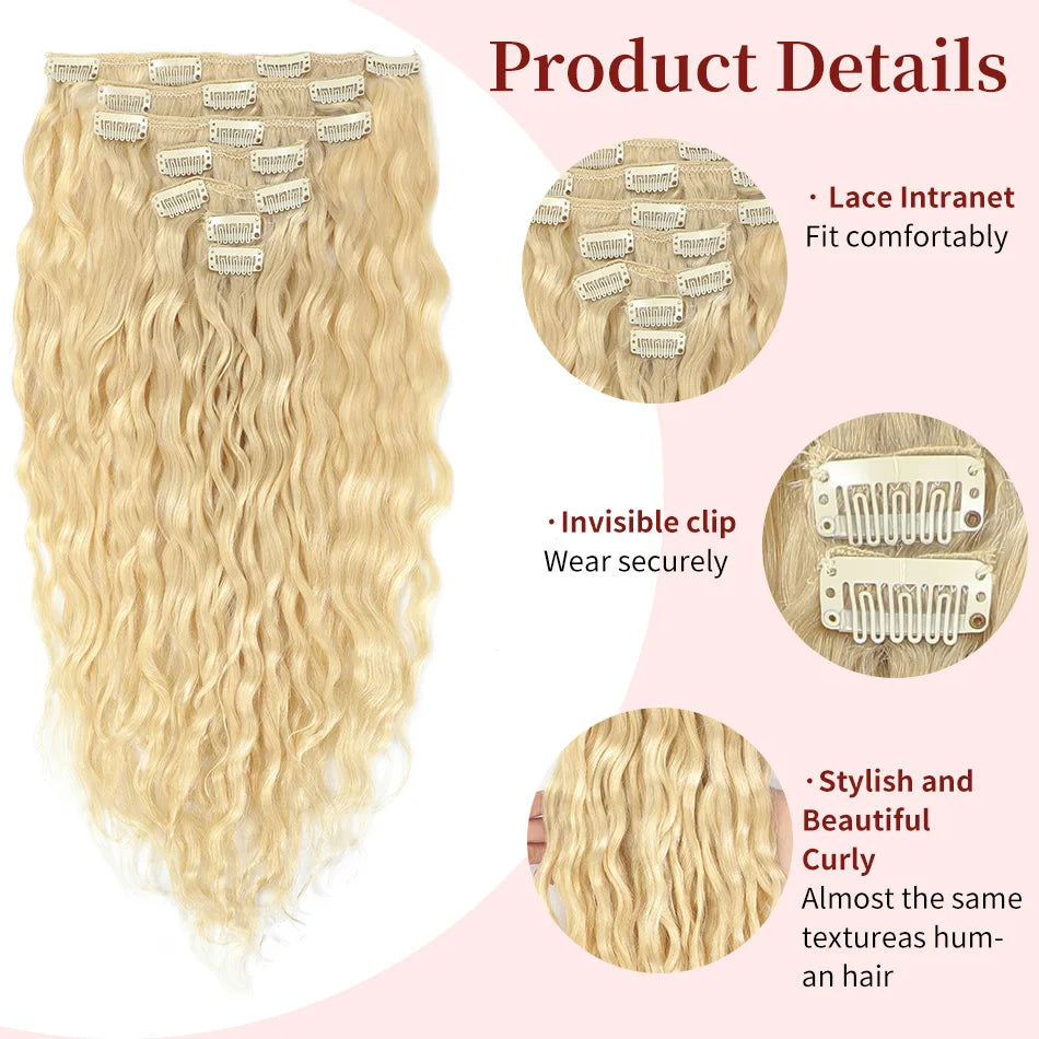 Curly Water Wave Human Hair Clip-Ins – 7 Pieces