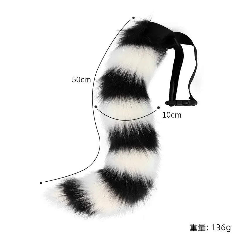 Plush Fox Tail Cosplay Accessory – 50cm Faux Fur Animal Tail with Waist Belt