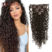 Curly Water Wave Human Hair Clip-Ins – 7 Pieces