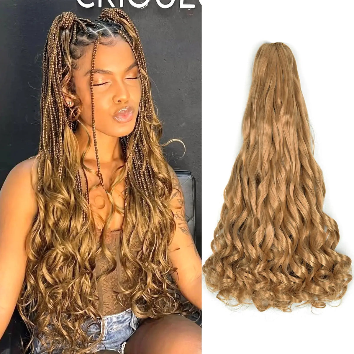 24 inch French Curl Braiding Hair Soft Loose Wave Ombre