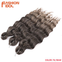 24 Inch Synthetic Hair Water Wave Braiding Hair Extensions Ombre Blonde Deep Wave Afro Curl Twist Crochet Hair for Women