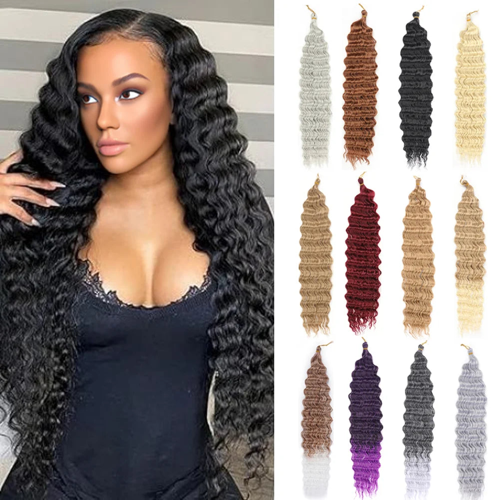 Deep Wave Crochet Hair Synthetic Passion Twist Braiding Hair Extension Afro Curls Water Wave Deep Twist Braid Hair Ocean Wave