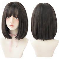 Short Black Bob Wig with Bangs – Synthetic Heat-Resistant Daily Wear Wig