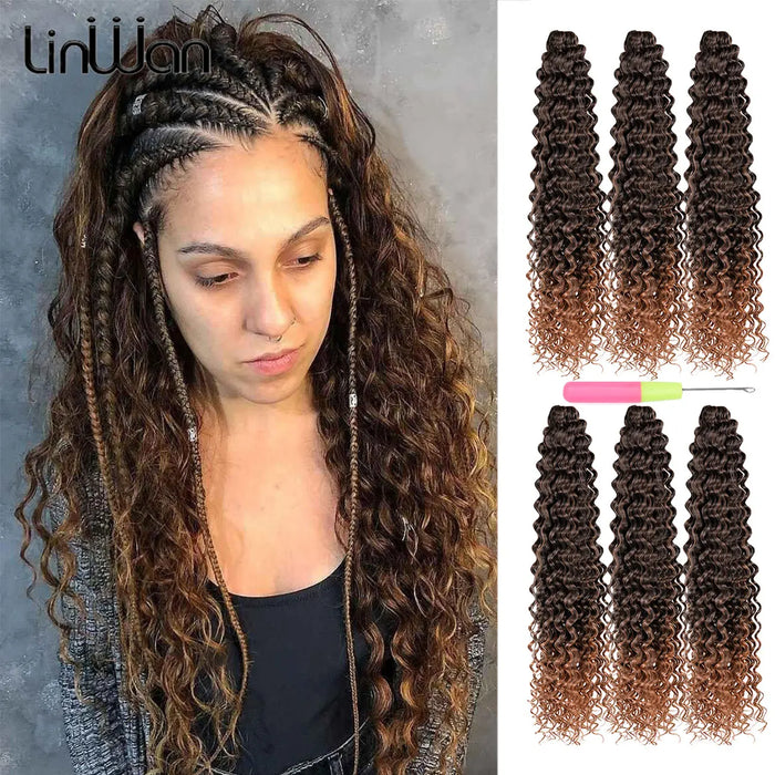 28 Inch Deep Wave Crochet Hair | Synthetic Ocean Wave Braiding Extensions
