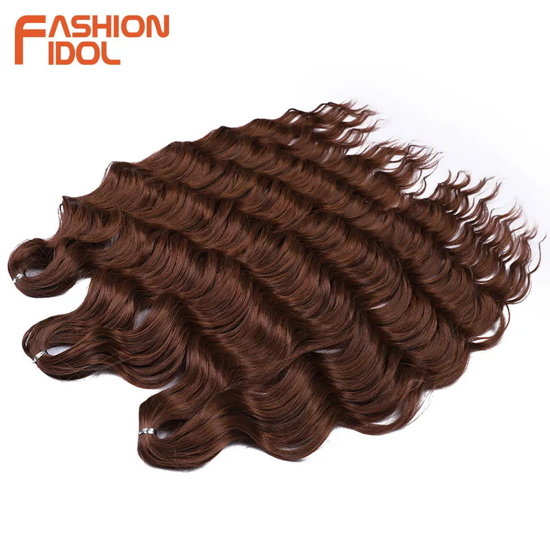 24 Inch Synthetic Hair Water Wave Braiding Hair Extensions Ombre Blonde Deep Wave Afro Curl Twist Crochet Hair for Women