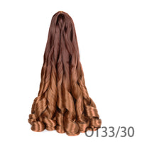 1B/Pink 24" Synthetic French Curly Braiding Hair Pre Stretched Loose Wavy Spiral Curl Crochet Braids Hair Extensions for Women