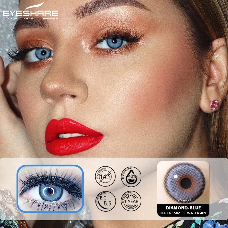 EYESHARE 1 ペア目用カラーコンタクトレンズ年間カラーレンズ目新しいコンタクト瞳孔カラーレンズ目コンタクトレンズ美容