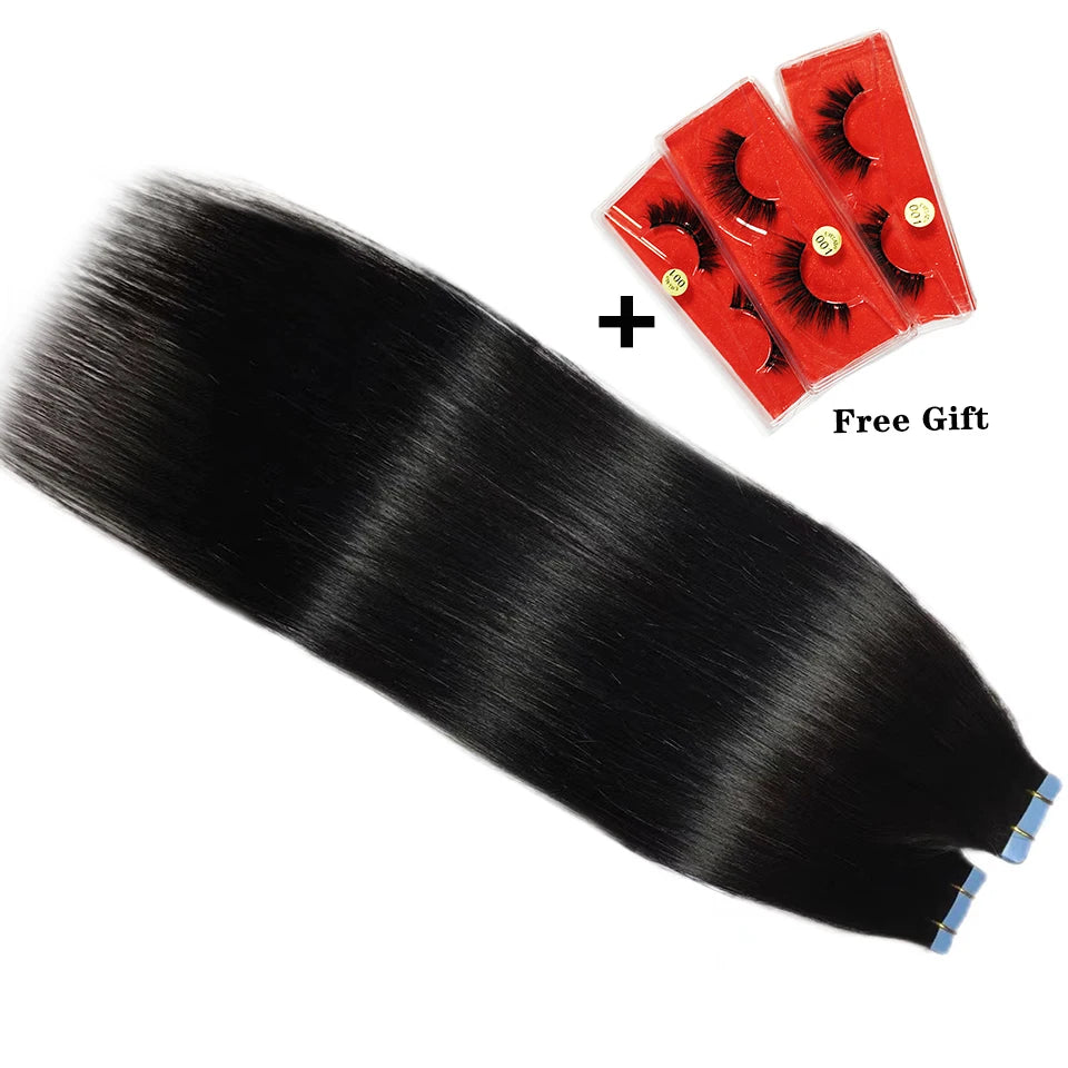 Straight Tape-In Human Hair Extensions – 20, 40 or 60 Pieces