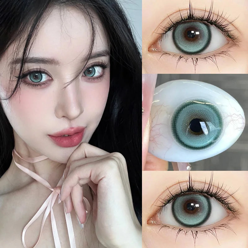 KSSEYE 1 Pair Korean Lenses Colored Contact Lenses  Myopia Beauty Pupil Soft Blue Lens