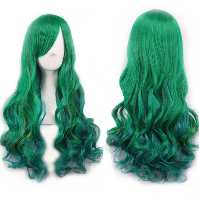 Synthetic Hair Ombre Cosplay Wigs with Bangs Green Costume Lolita Wig