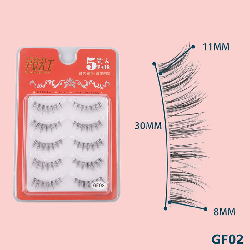 5pairs Natural False Eyelashes Thin Band Short HandMade Lighte Soft EyelashCosplay Korean Fashion Wispy Extension Makeup Tools
