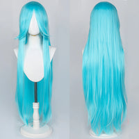 100cm Long Straight Synthetic Wig with Bangs – Pink Purple Cosplay Wig for Women