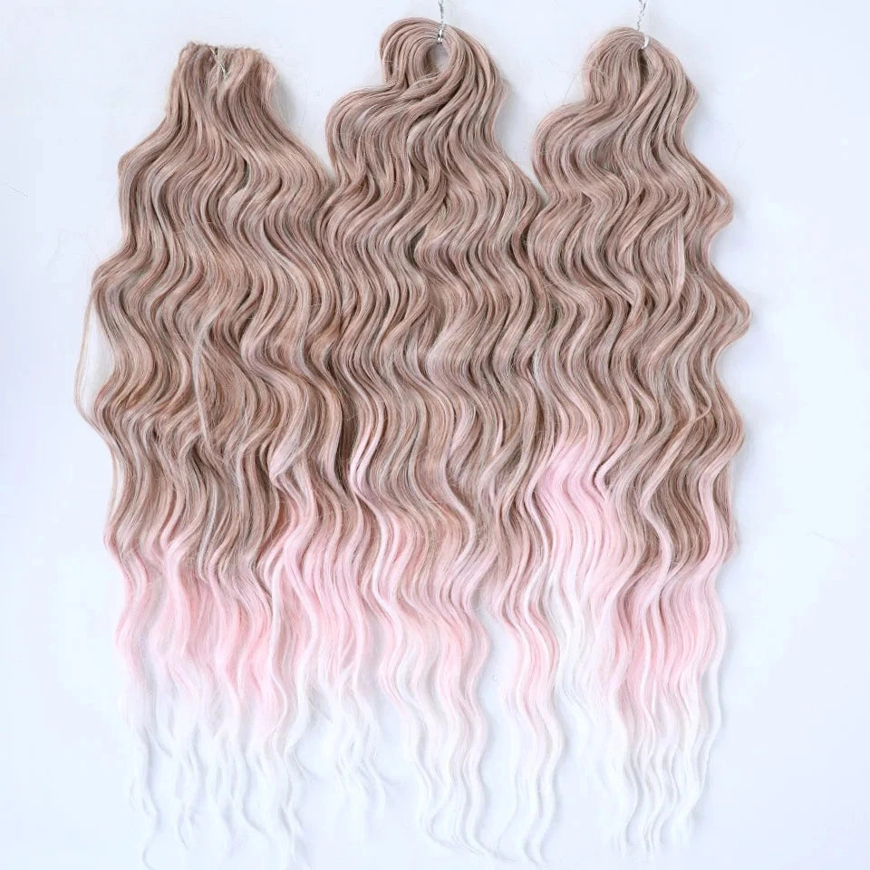 Water Wave Ombre Blonde Braiding Hair Extensions – Deep Wave Afro Curl Crochet for Women