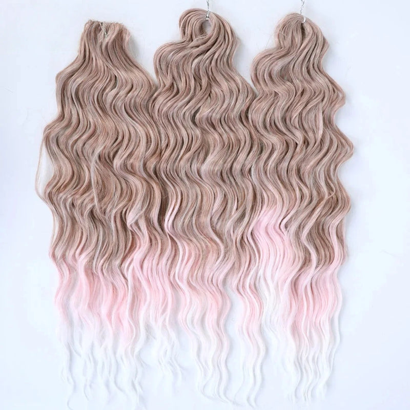 Water Wave Ombre Blonde Braiding Hair Extensions – Deep Wave Afro Curl Crochet for Women