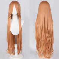 100cm Long Straight Synthetic Wig with Bangs – Pink Purple Cosplay Wig for Women