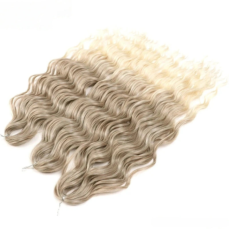 Water Wave Ombre Blonde Braiding Hair Extensions – Deep Wave Afro Curl Crochet for Women