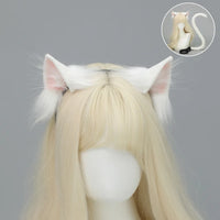 Handmade Plush Cat Ear Headband & Tail Set – Realistic Animal Cosplay Kit for Anime, Halloween & Furry Events
