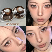 OVOLOOK-1 Pair Halloween Contact Lenses Beauty Eye Color Lenses Cosplay Pupils Myopia Lens with Prescription Natural Blue Lens