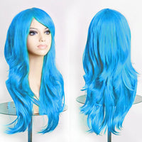 Soowee 70cm Long Synthetic Wigs Pink Purple Cosplay Wig Wavy Halloween Costume Hair Fake Hairpieces for Women