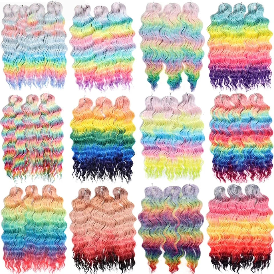 Water Wave Ombre Blonde Braiding Hair Extensions – Deep Wave Afro Curl Crochet for Women