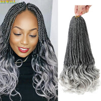 14’’ Synthetic French Curls Crochet Hair Braids Kid-Friendly Ombre Brown to Blonde French Curl Box Braids with Bouncy Curly Ends
