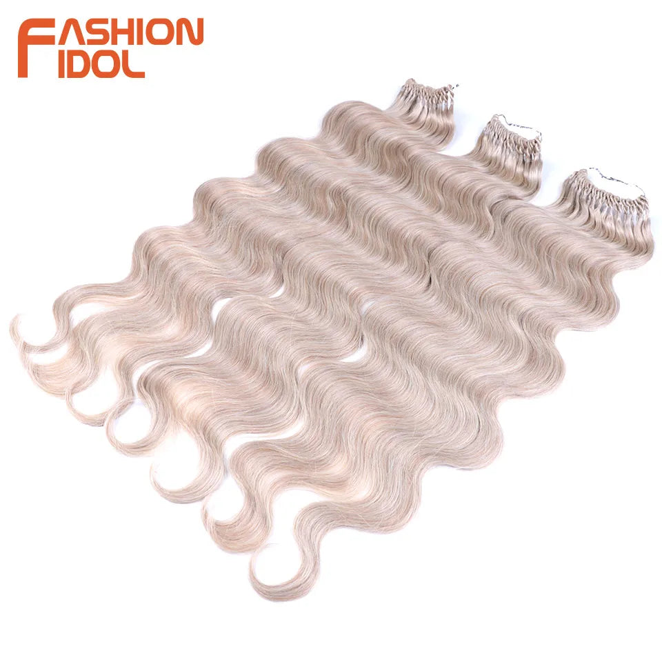 24 Inch Body Wave Crochet Hair – Synthetic Ombre Blonde Goddess Crochet Braids Natural Wavy Extensions
